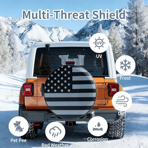 Spare Tire Cover for Jeep Wrangler RV Trailer Camper SUV, American Flag - Image 4