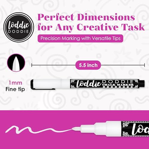 Loddie Doddie White Chalk Markers, Chalkboard Markers, 1 mm Point, 5 Pack - Image 5