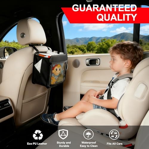 Car Organizer Bag for Back Seat Front Seat or Between Seats Premium PU Leather - Image 2