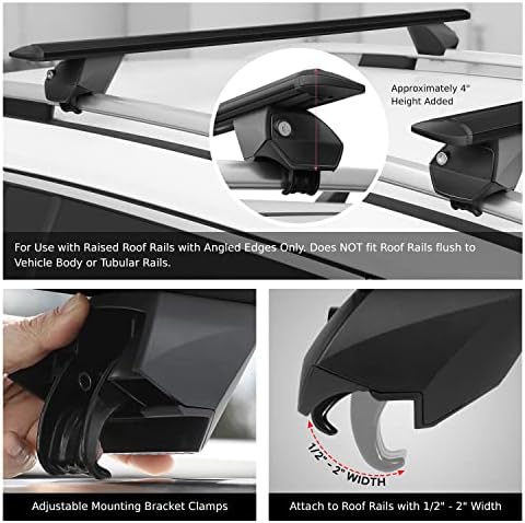 J2 Engineering J2-RR-135-BK Pair of 55" Aluminum Roof Rack Cross Bars Cargo - Image 4