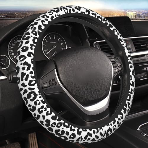 Black Leopard Print Steering Wheel Cover by Unknown