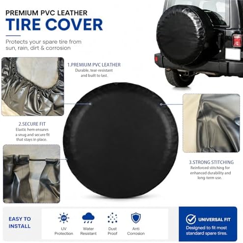 Black Spare Tire Cover 2XL for Overall Wheel Diameter 32-34 Inch - Image 4