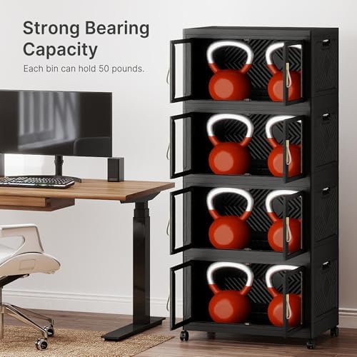 Stackable Storage Bins with Doors & Lids & Wheels - Image 3