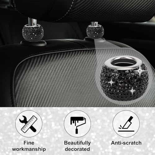 BFXM 4 Pcs Car Headrest Collars, Bling Head Rest Collars Rings Decoration - Image 3