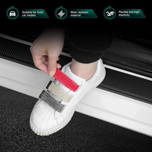 4 PCS Car Door Sill Protector, Carbon Fiber Front Rear Lower Door Sill Protector - Image 3