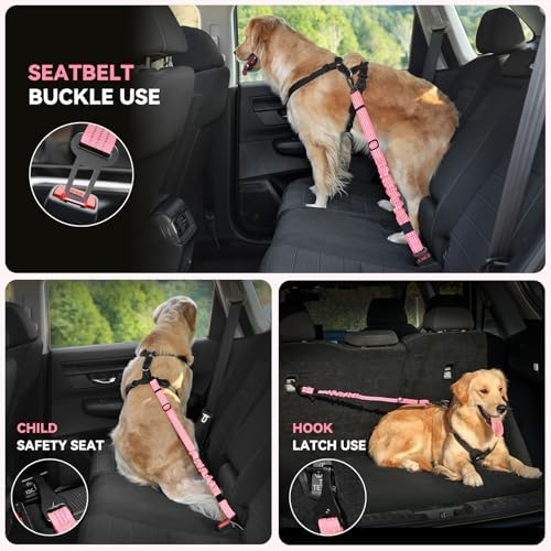 Pawaboo 1Pack Dog Car Seatbelt, 3-in-1 Dog Tether - Image 4