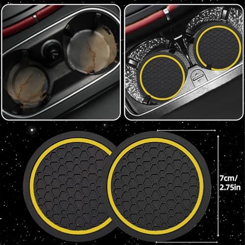 NBTEPEM 6 Pcs Yellow Steering Wheel Cover Set, Sport Microfiber Leather - Image 7
