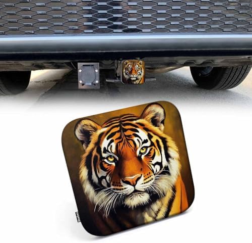 Tiger Towing Hitch Cover Wildlife Jungle Animal Brown Tiger Trailer Hitch Tube by Beabes