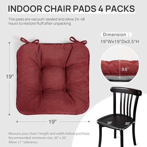 Love's cabin Memory Foam Chair Cushions Set of 4, 19 Inch - Image 2
