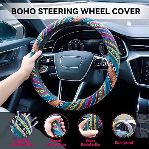 Boho Steering Wheel Cover Elastic Microfiber - Image 3