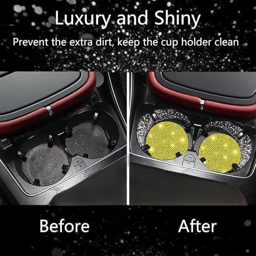 NBTEPEM 2pcs Bling Car Cup Holder Coaster, 2.75 inch Anti-Slip Shockproof - Image 6
