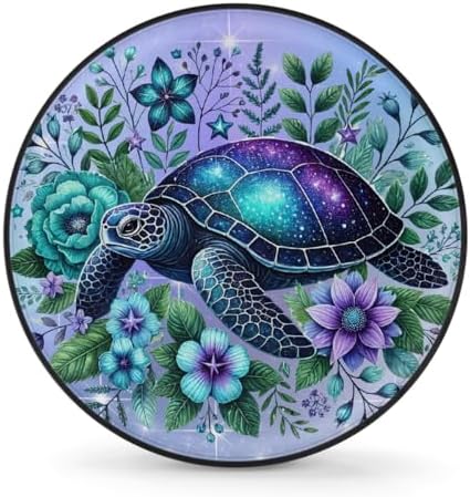 Turtle Leaf Purple Flower Spare Tire Cover Waterproof Dust-Proof Spare Wheel by Unknown