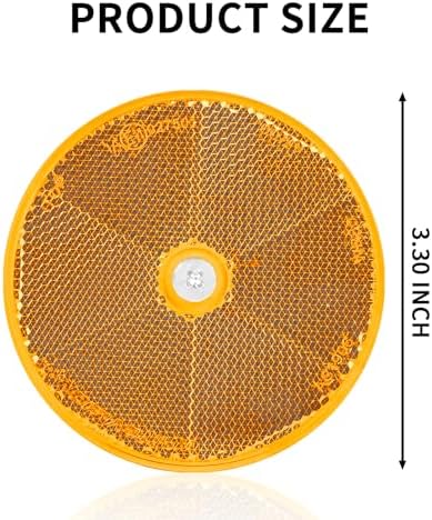 10 Pack Yellow Screw on Round Reflectors, E11 Approval Road Safety - Image 3