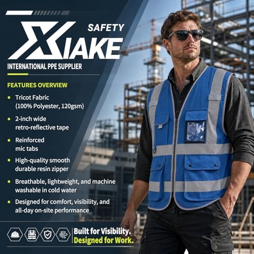 XIAKE Reflective Safety Vest for Men & Women High Visibility Class 2 Vest - Image 4
