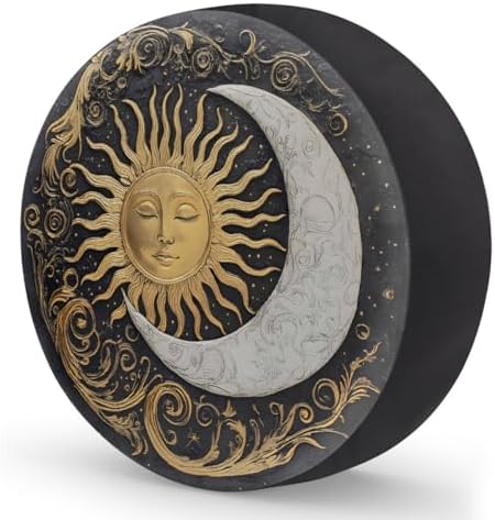 Spare Tire Cover for RV Trailer, Boho Sun Moon Waterproof Sun Leather Wheel - Image 2