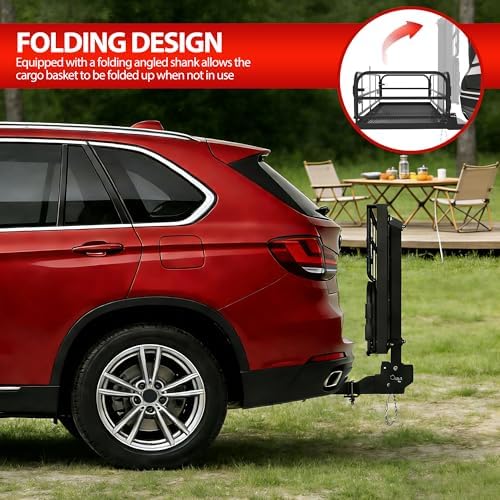 500 LBS Folding Hitch Cargo Carrier Basket 60" X 24" X 14.4"+ Waterproof Bag - Image 3