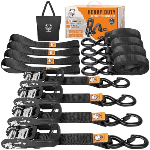 Retractable Ratchet Straps 4 Pack，5208LBS Break Strength by Unknown