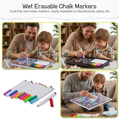 12 PCS Dark Green Liquid Chalk Markers, Fine Tip Neon Erasable Pens - Image 5