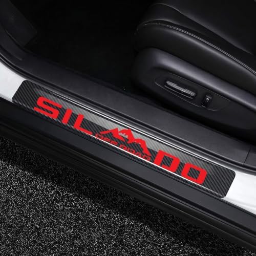 4Pcs for Silverado Off Road Car Door Sill Protector 4D Carbon Fiber Door Entry by Unknown
