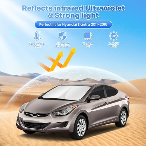 Canvcle Window Shades for 2011-2016 Hyundai Elantra Accessories Windshield Sun - Image 2