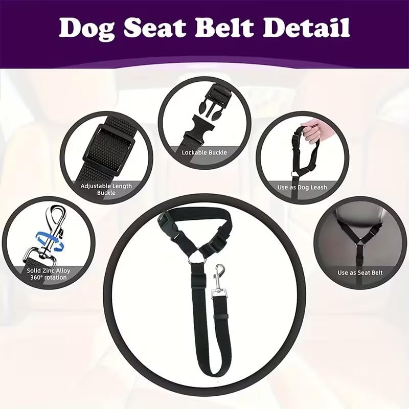 Pet Dog Cat Seat Belts Adjustable Safety Leads Vehicle Seatbelt Harness Car - Image 4