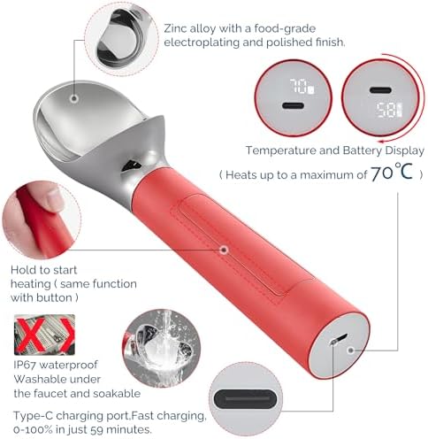 Heated Ice Cream Scoop Rechargeable, Electric Warming Ice Cream Scooper - Image 3