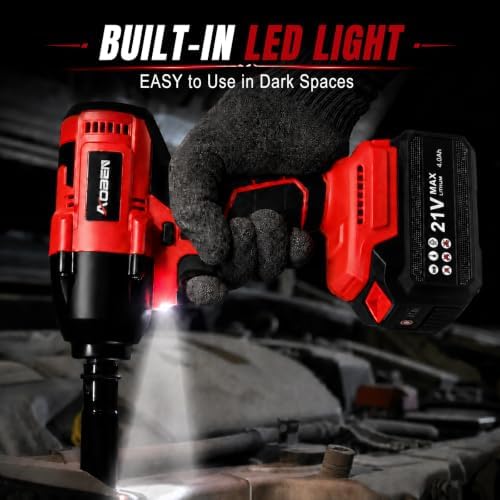 AOBEN Cordless Impact Wrench 1/2 Inch, Power Impact Gun Kit, Max 600N. - Image 6