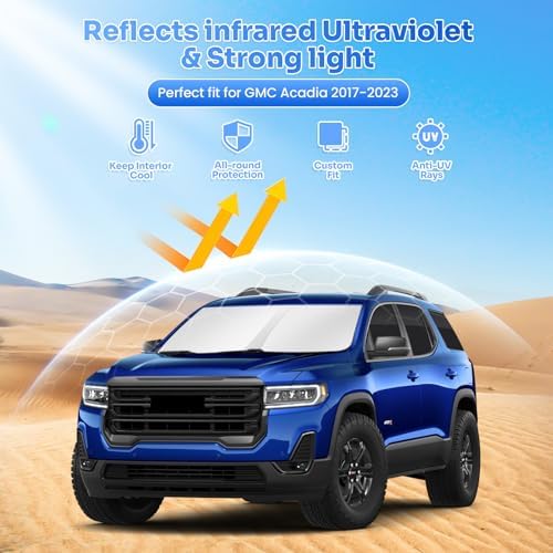 Canvcle Window Shades for 2017-2023 GMC Acadia Accessories Windshield Sun Shade - Image 2
