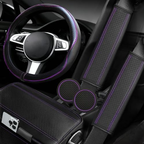 NBTEPEM 6 PCS Car Steering Wheel Cover Set, Microfiber Leather Steering Wheel by NBTEPEM