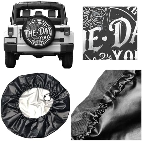 Spare Tire Covers for Trailers, Funny Have The Day You Deserve Rock Skeleton - Image 5