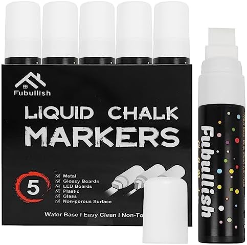 Window Chalk Markers for Cars 5 Pack Washable, Big Chalkboard Markers for Car by Fubullish