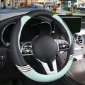 15 inch Cute Leather Steering Wheel Cover Black and Green by Binsheo