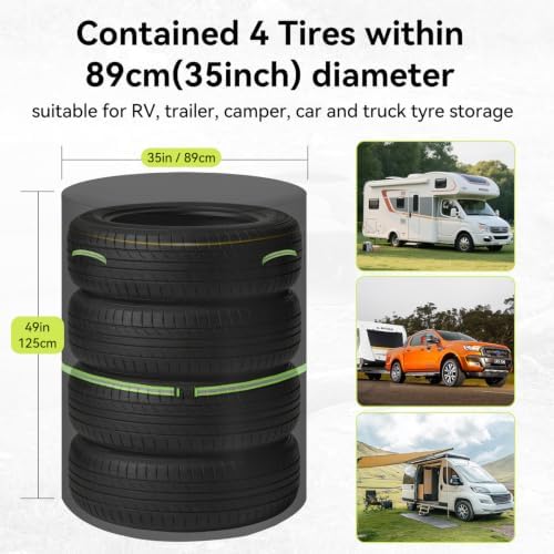 Tire Covers for Storage Set of 4 Tires, 600D Waterproof Oxford Lid Opening - Image 7