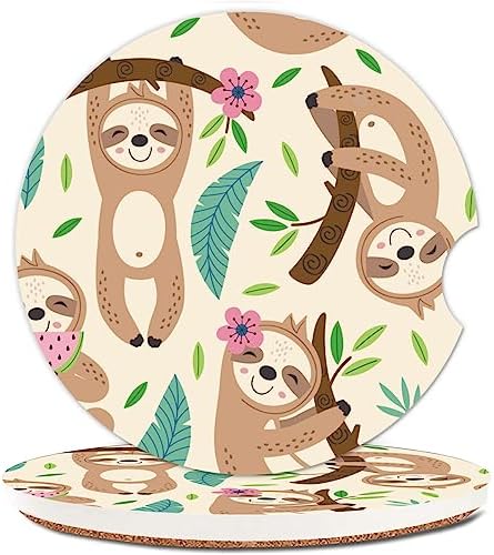 Absorbent Car Cupholder Coaster 2 Pack, Cute Car Coasters by NUGGHU