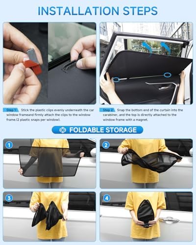 Car Window Shades for Toyota RAV4, 4 Pack Car Window Cover for Baby Sun Shade - Image 4