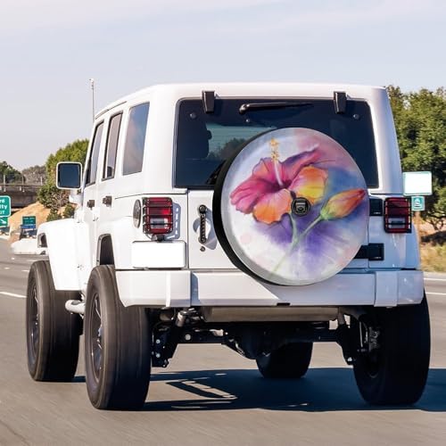 Delerain Colorful Hibiscus Flower Spare Tire Cover - Image 2