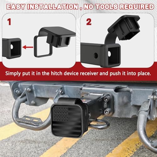 Universal Flag Tow Hitch Covers, Receiver Tube Hitch Plug, American Flag Rubber - Image 5