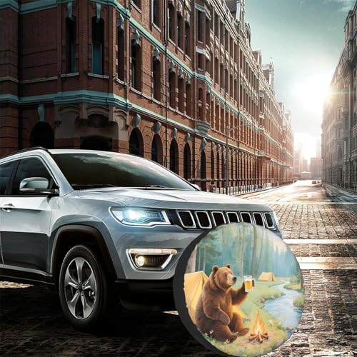 RV Spare Tire Cover for Trailers Happy Camper Bear Waterproof RV Tire Cover - Image 5