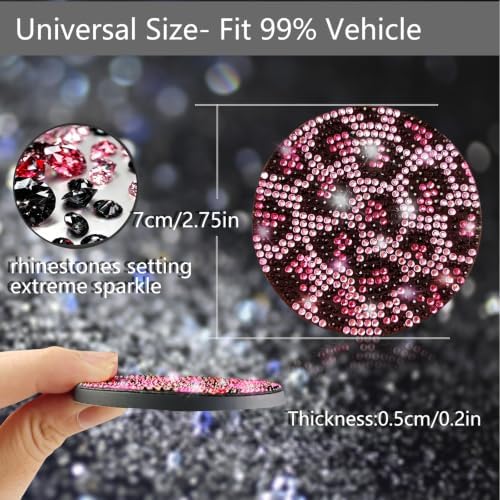 NBTEPEM 2pcs Bling Leopard Car Coasters, Non-Slip Cheetah Car Cup Holder Insert - Image 2
