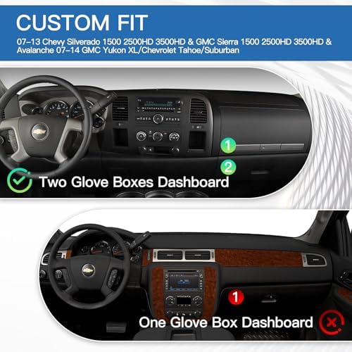 KUST Black Dash Cover for 2007-2013 Chevy Silverado/GMC Sierra/Chevy - Image 2