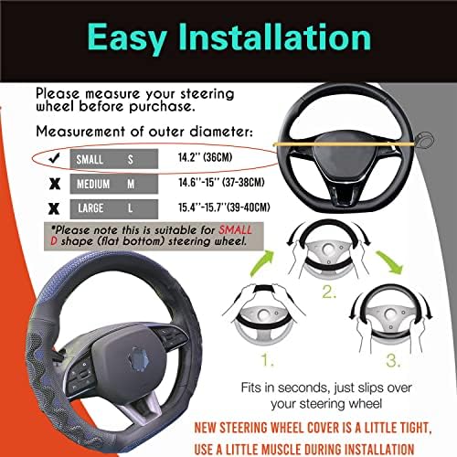 PINCTROT D Shaped 14 Inch Small Steering Wheel Cover Great Grip - Image 6