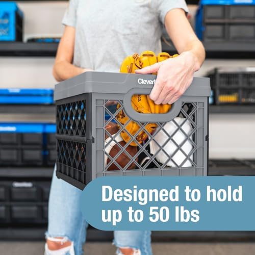CleverMade Collapsible Milk Crate - 25L - Stone - Image 3
