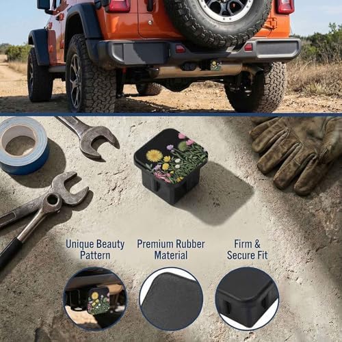 Wild Floral Tow Hitch Covers Heavy Duty Rubber Trailer Hitch Cover 2" Receiver - Image 3