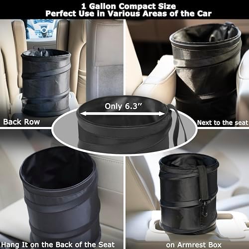 Ginsco 2Packs New Leakproof Car Trash Can, Mini Trash Can Pop-up Collapsible - Image 3