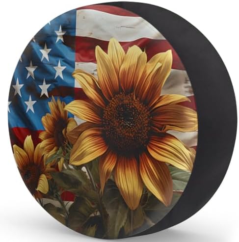 Rv Spare Tire Cover Wheel Sunflower American Flag Tire Covers Wheel Protectors - Image 2