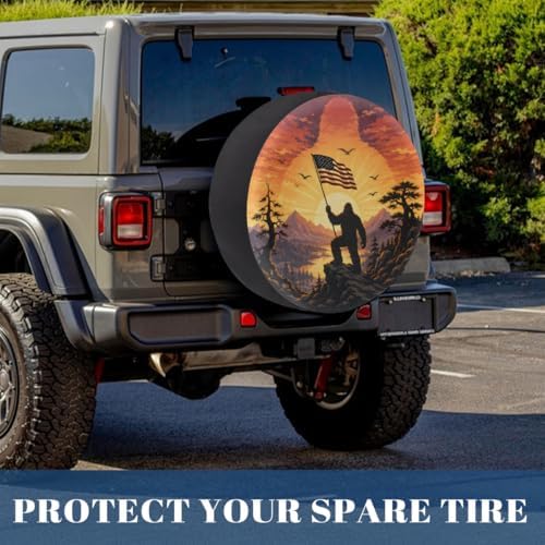Bigfoot American Flag Spare Tire Cover Wheel Covers Protectors Waterproof - Image 6
