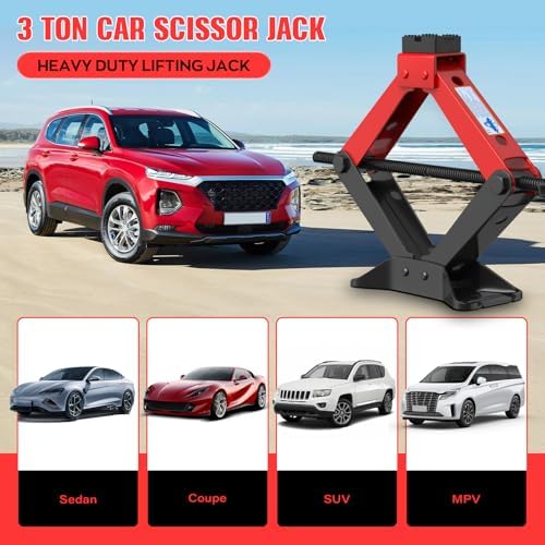 Portable Car Jack Kit 3 Ton, Heavy Duty Scissor Jack - Image 2