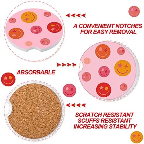 Zubebe 6 Pcs Car Coasters for Women Ceramic, Ceramic and Cork - Image 4