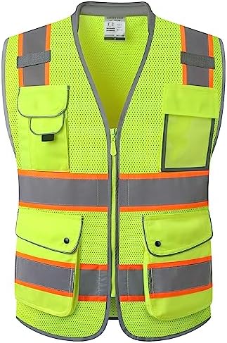JKSafety Hi Vis Safety Vest for Men Women Cushioned Collar JK101 Yellow L by JKSafety