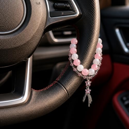 Steering Wheel Rosary, Star Rosary Rear View Mirror Charm Crystal Decor - Image 4